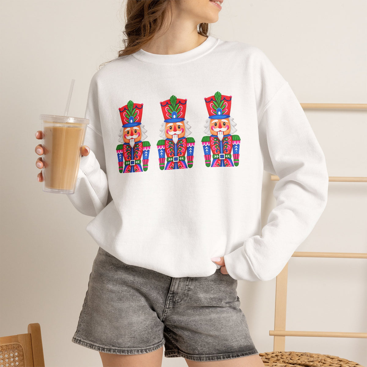 Nutcracker Crewneck Sweatshirt — Festive Triple Nutcracker Holiday Pullover