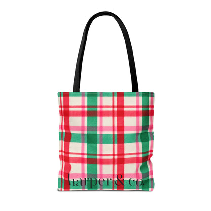 Christmas Plaid Tote Bag - 'Tis the Season Holiday Market Bag