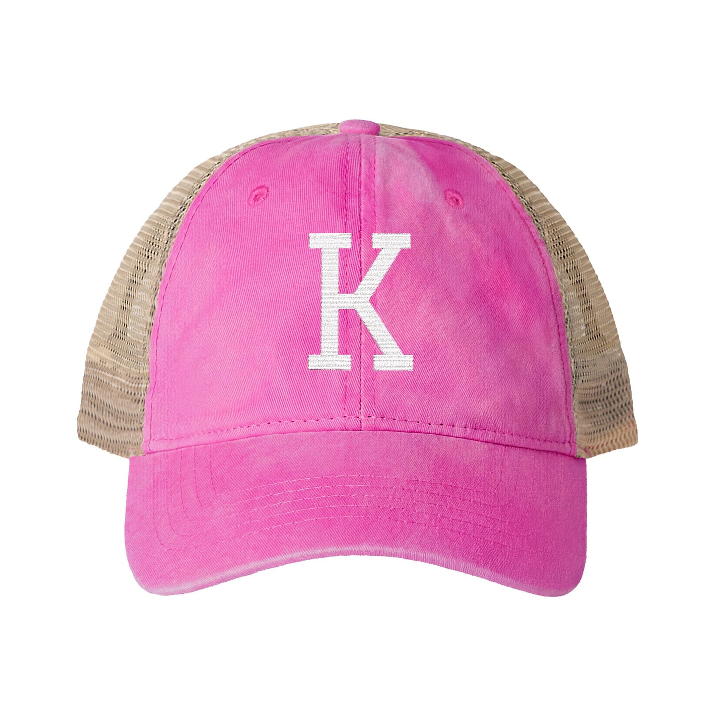 Personalized Initial Women's Washed Mesh-Back Cap