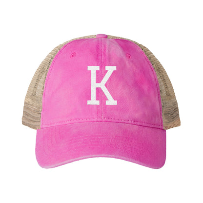 Personalized Initial Women's Washed Mesh-Back Cap