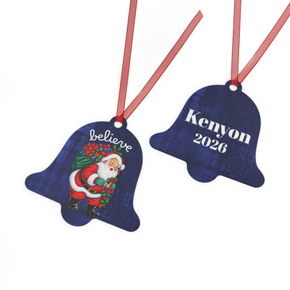 Metal Ornament - 'Believe' Santa & Custom Name 2026 Holiday Keepsake