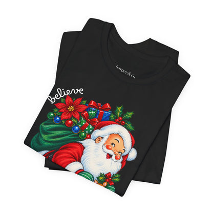 Vintage Santa 'Believe' Christmas Tee
