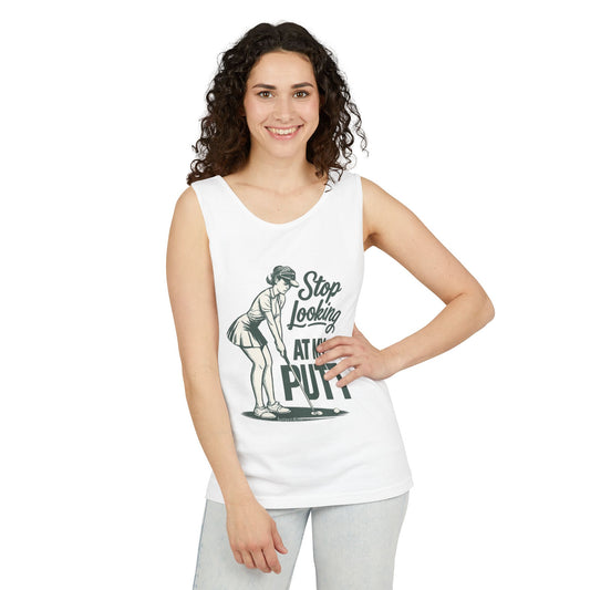 Golf Tank Top — "Stop Looking at My Putt" Funny Golfing Tank