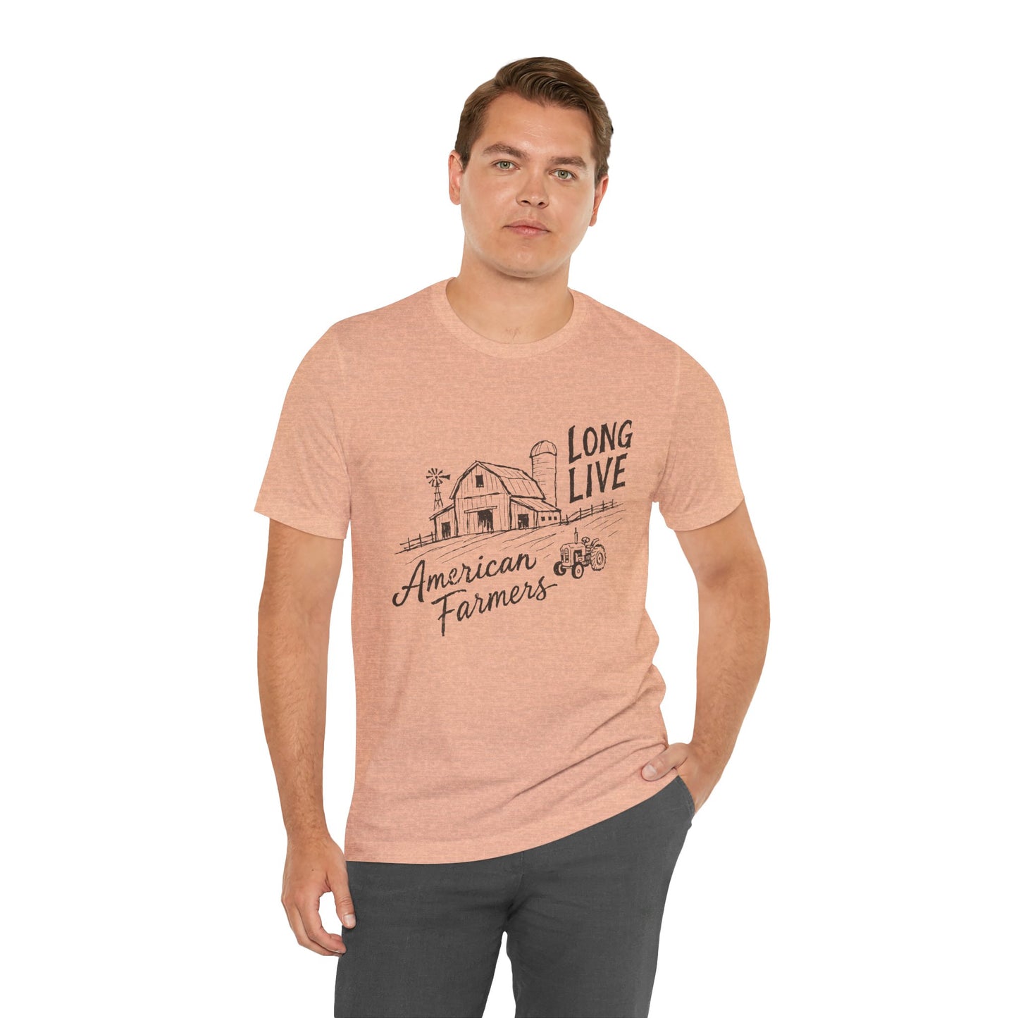 Long Live American Farmers Tee — Vintage Farmhouse Barn & Tractor T-Shirt