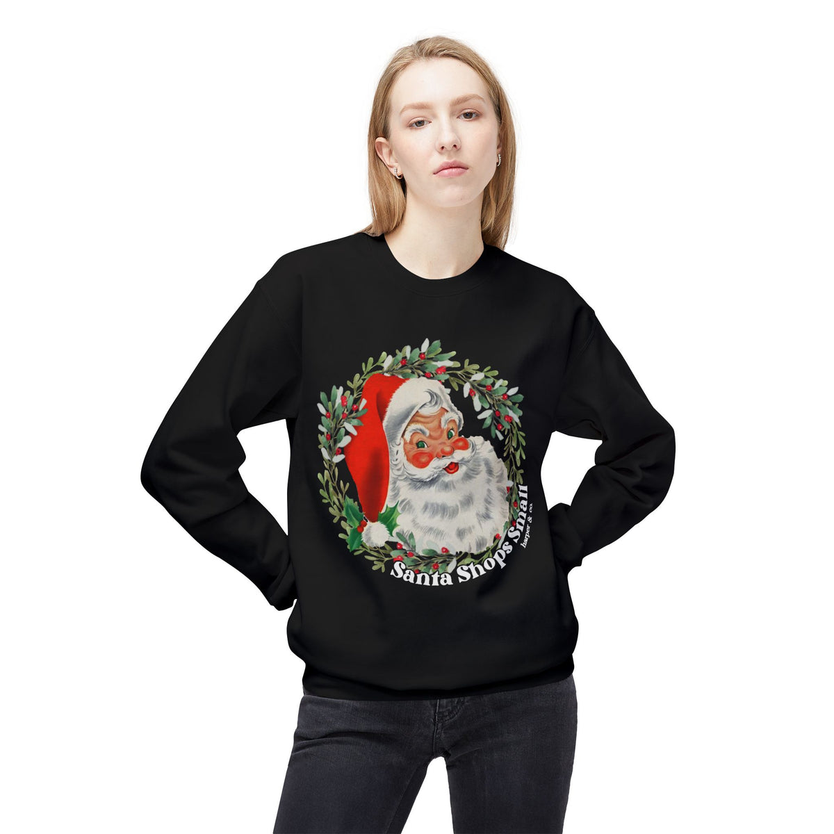 Santa Shops Here Crewneck Medium Weight Sweatshirt