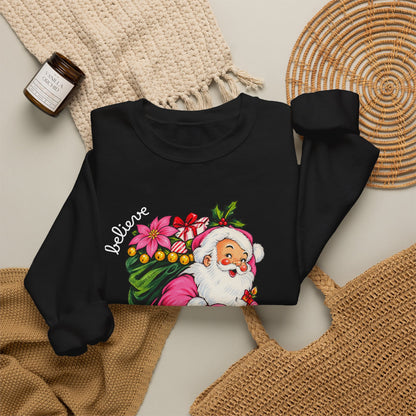 Vintage Floral Santa Sweatshirt – Believe Christmas Crewneck