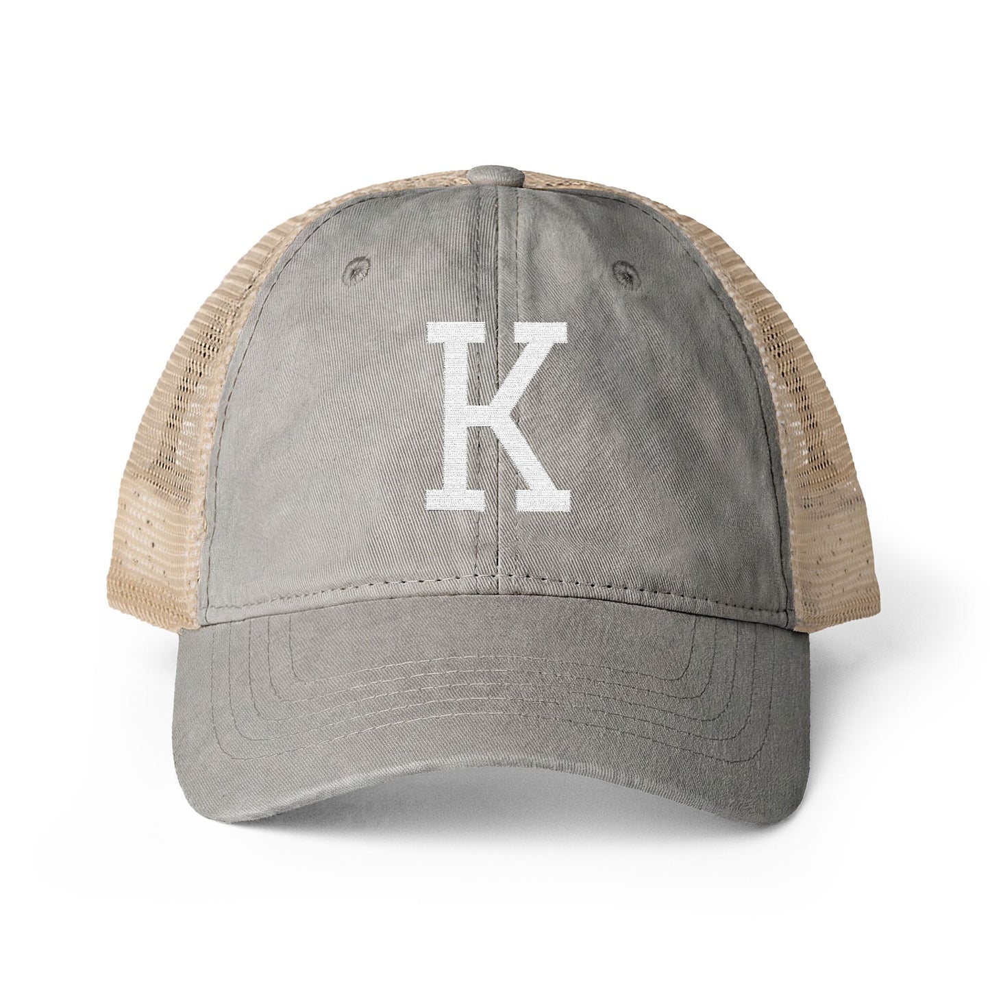 Personalized Initial Women's Washed Mesh-Back Cap