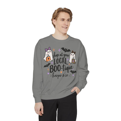 Local BOO-tique Halloween Sweatshirt — Cute Ghosts Trick-or-Treat Graphic