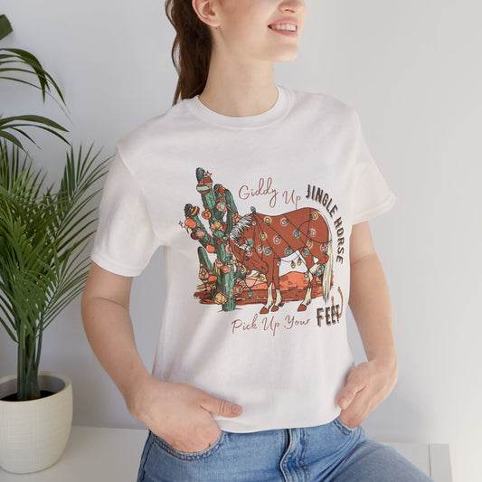 Giddy Up Jingle Horse Bella Canvas Full Size Unisex Jersey Short Sleeve Tee