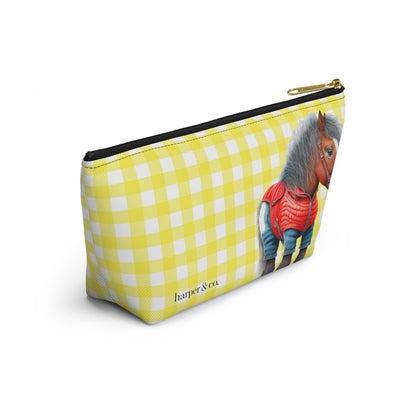 Pony & Yellow Gingham Accessory Pouch w T-bottom