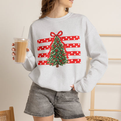 Christmas Tree Ribbon Crewneck Sweatshirt