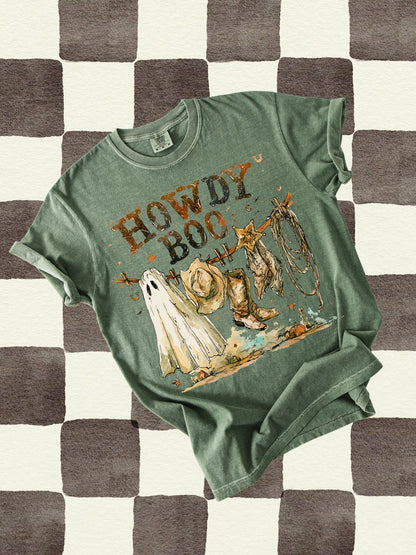 Western Ghost Howdy Boo Comfort Colors Graphic Tee