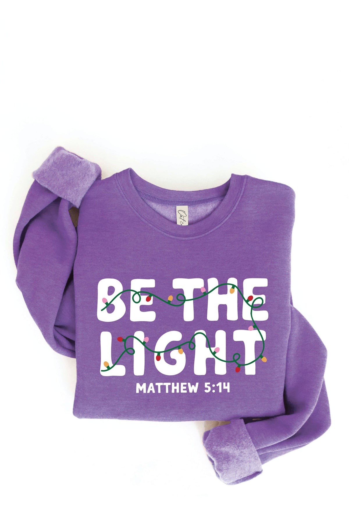 BE THE LIGHT Graphic Sweatshirt: HEATHER PURPLE