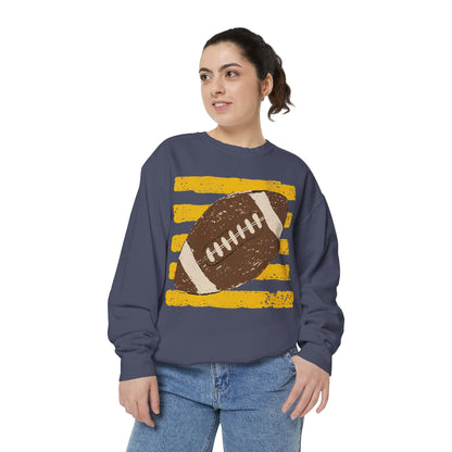 Vintage Football Color Comfort Sweatshirt — Distressed Retro Stripes Crewneck