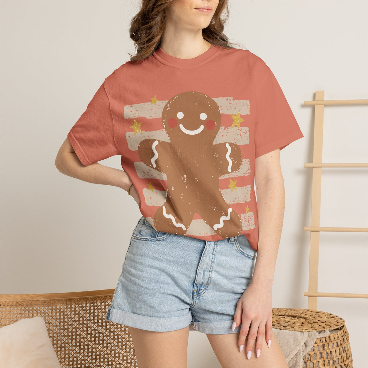 Gingerbread Cookie T-Shirt — Retro Striped Holiday Tee