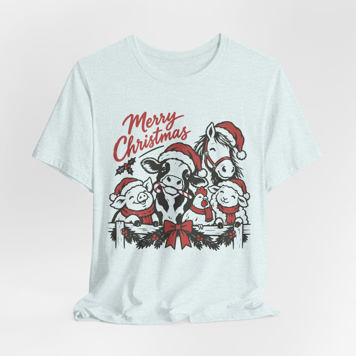 Merry Christmas Farm Animals Graphic Tee