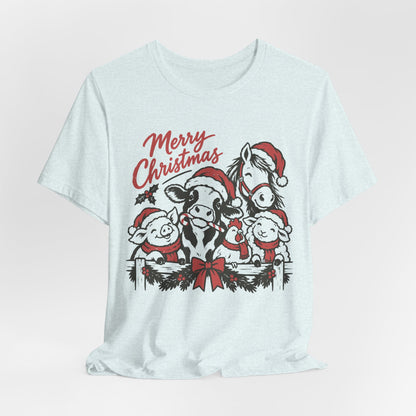 Merry Christmas Farm Animals Graphic Tee
