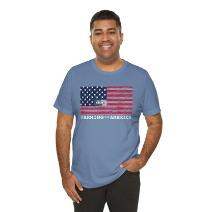 Farming for America T-Shirt — Vintage American Flag Farm Tee