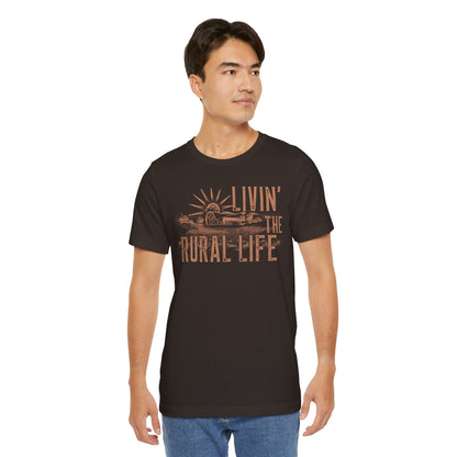 Livin' the Rural Life T-Shirt — Vintage Farm Sunrise Tee