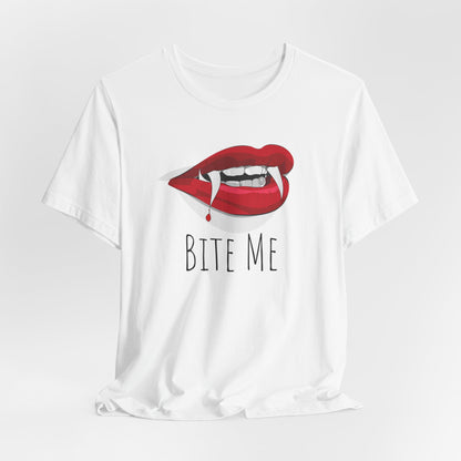 Bite Me Vampire Lips Tee — Red Lip Fang Graphic T-Shirt