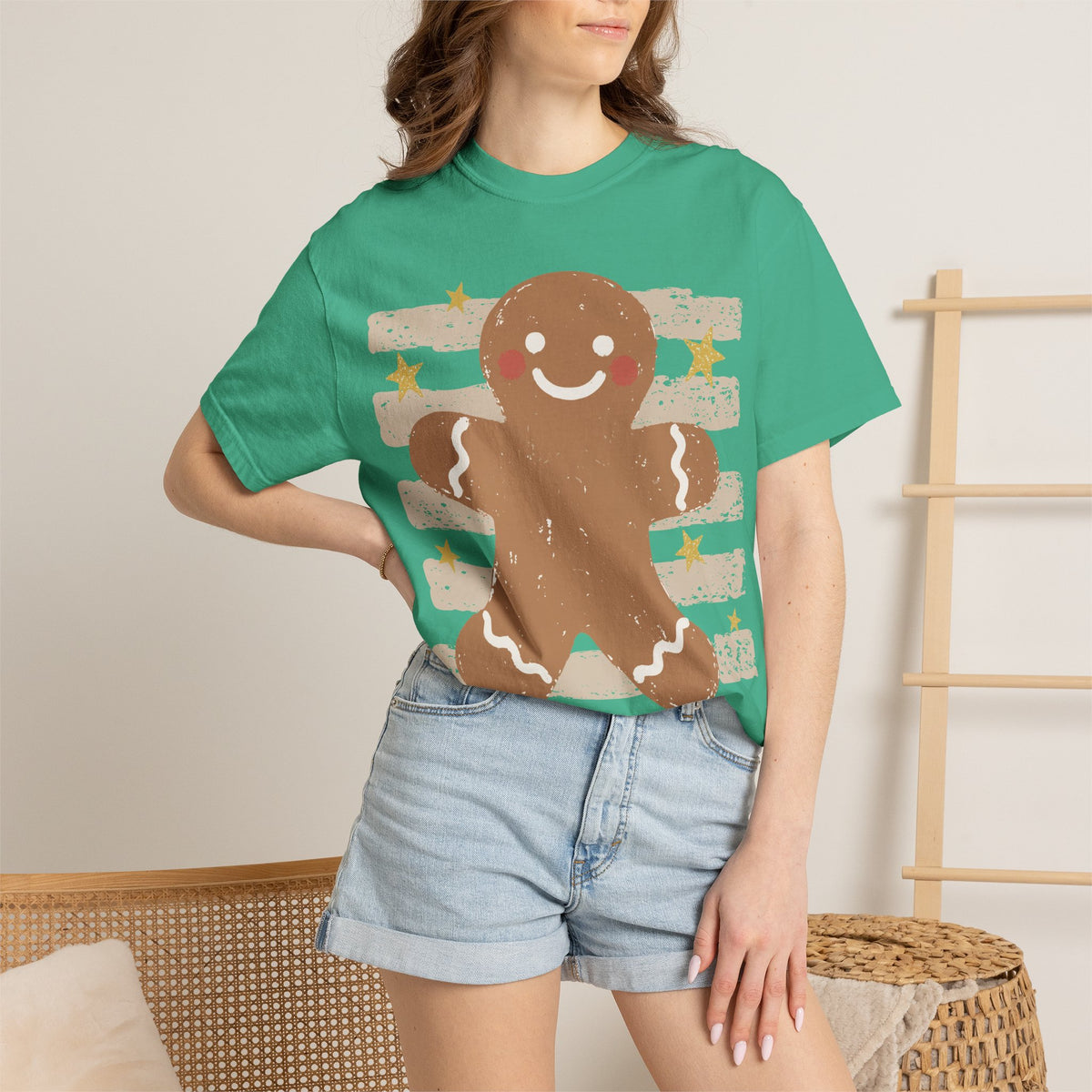 Gingerbread Cookie T-Shirt — Retro Striped Holiday Tee