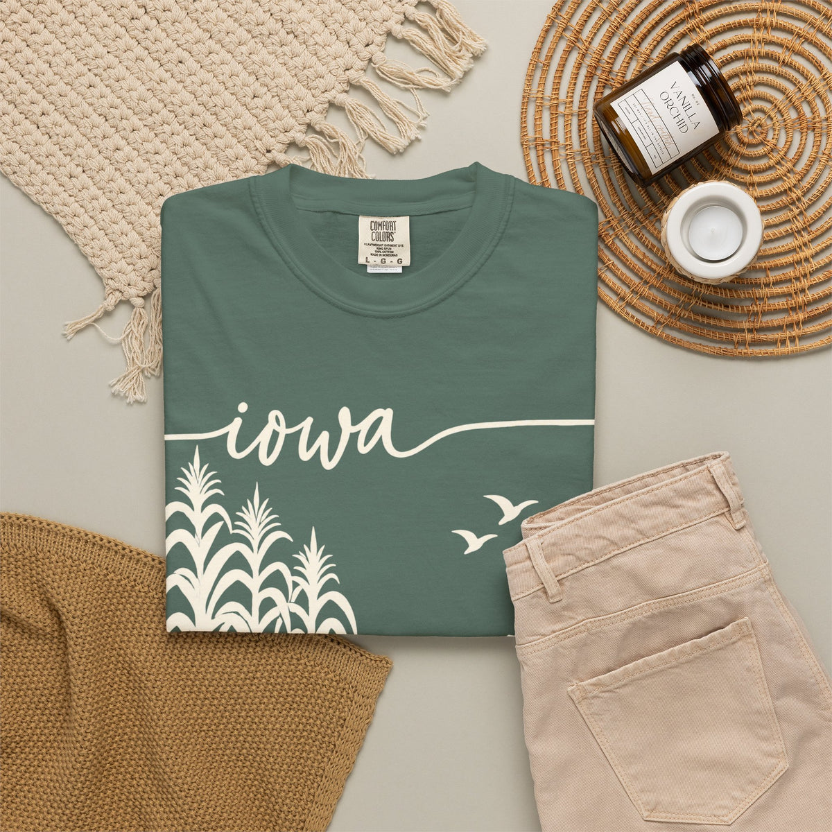 Copy of Iowa Farm Scene Crewneck Sweatshirt — Minimal Midwest Landscape