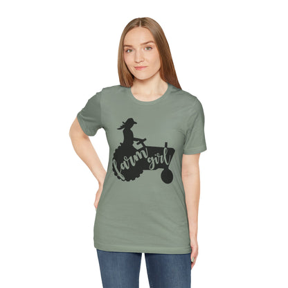 Farm Girl T-Shirt — Rustic Tractor Silhouette Tee for Country Women