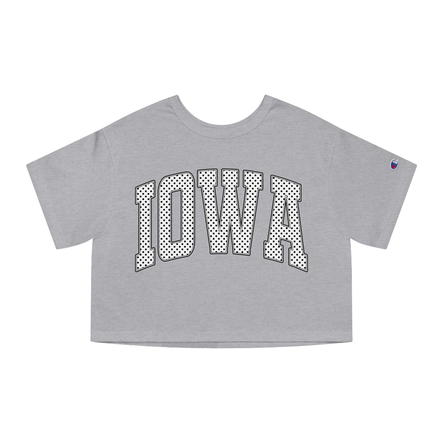 Iowa Cropped Tee — Retro Mesh Lettering Champion Women's Shirt