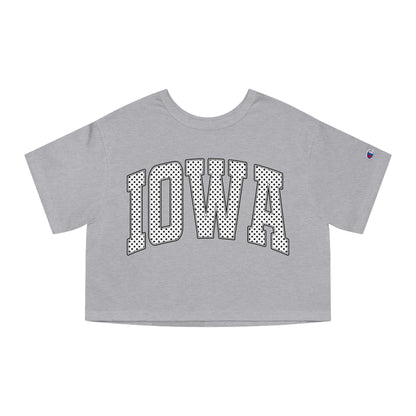 Iowa Cropped Tee — Retro Mesh Lettering Champion Women's Shirt