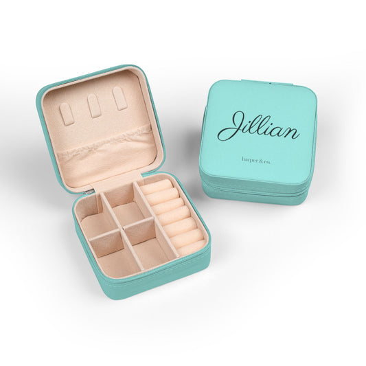 Personalized Jewelry Travel Case - Compact Pink Organizer with Name (Jillian)