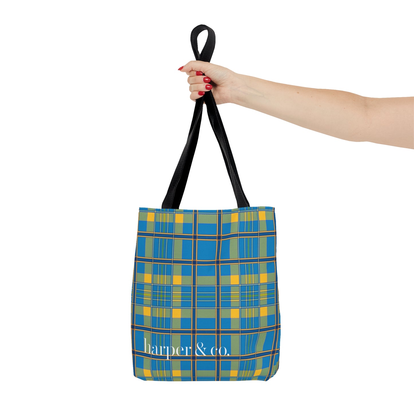 Turquoise Plaid Tote Bag