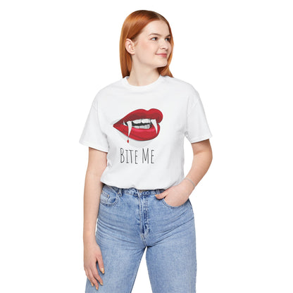 Bite Me Vampire Lips Tee — Red Lip Fang Graphic T-Shirt