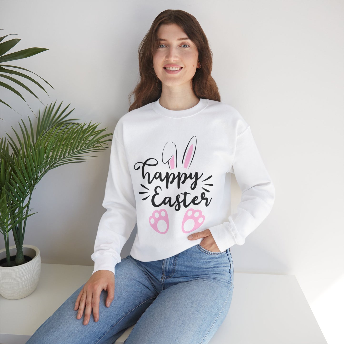 Happy Easter Full Size Gildan Unisex Crewneck Sweatshirt