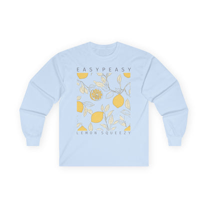 Easy Peasy Lemon Squeezy Long Sleeve Tee — Retro Lemon Graphic Shirt