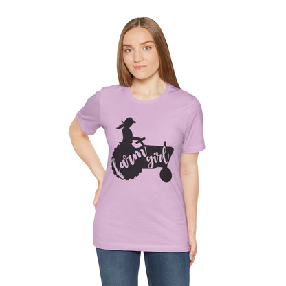 Farm Girl T-Shirt — Rustic Tractor Silhouette Tee for Country Women