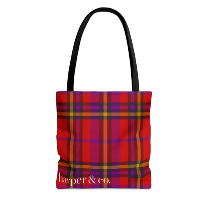 Red Tartan Plaid Tote Bag