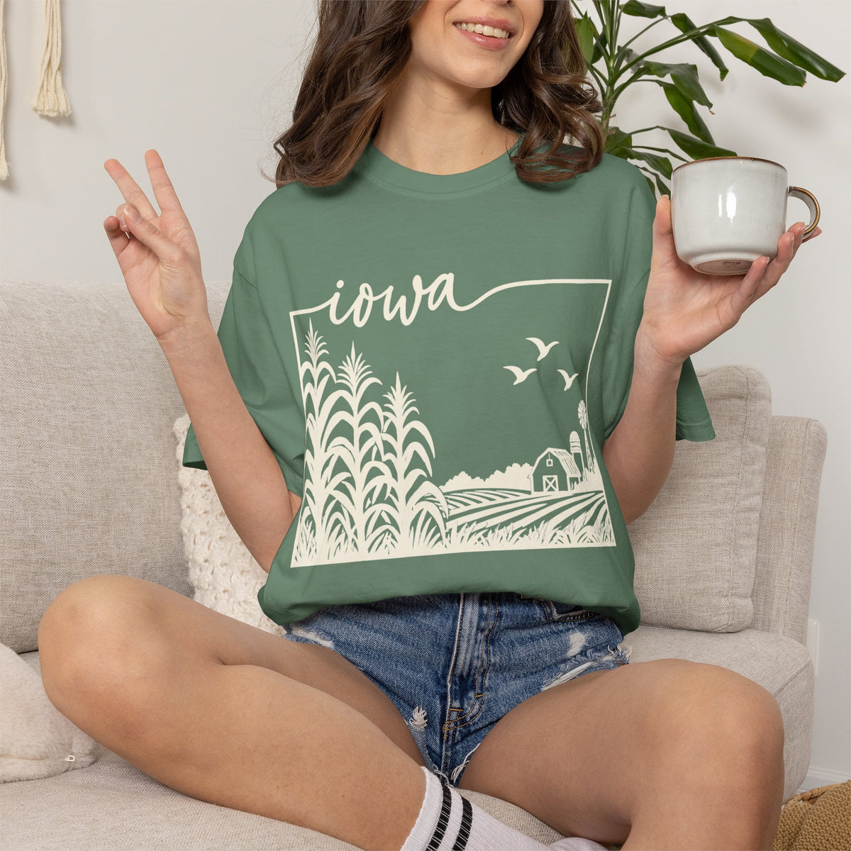 Copy of Iowa Farm Scene Crewneck Sweatshirt — Minimal Midwest Landscape