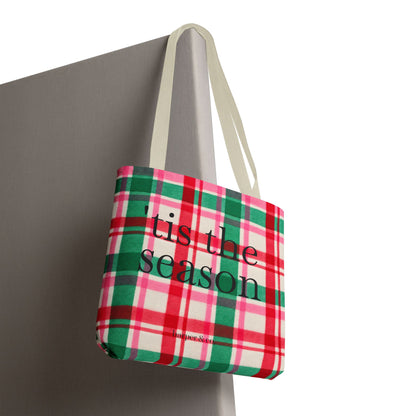Christmas Plaid Tote Bag - 'Tis the Season Holiday Market Bag
