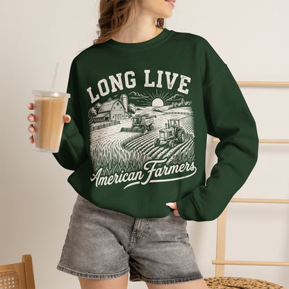 Long Live American Farmers Sweatshirt – Vintage Farm Scene Crewneck