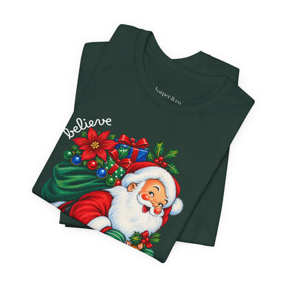 Vintage Santa 'Believe' Christmas Tee
