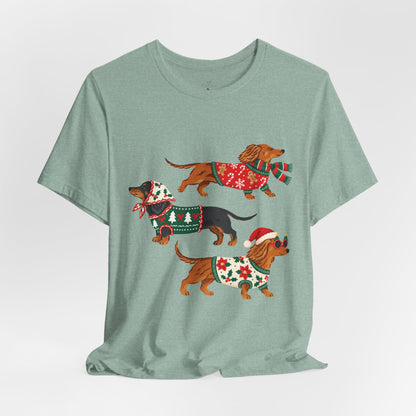 Dachshund Trio Christmas Sweater Tee