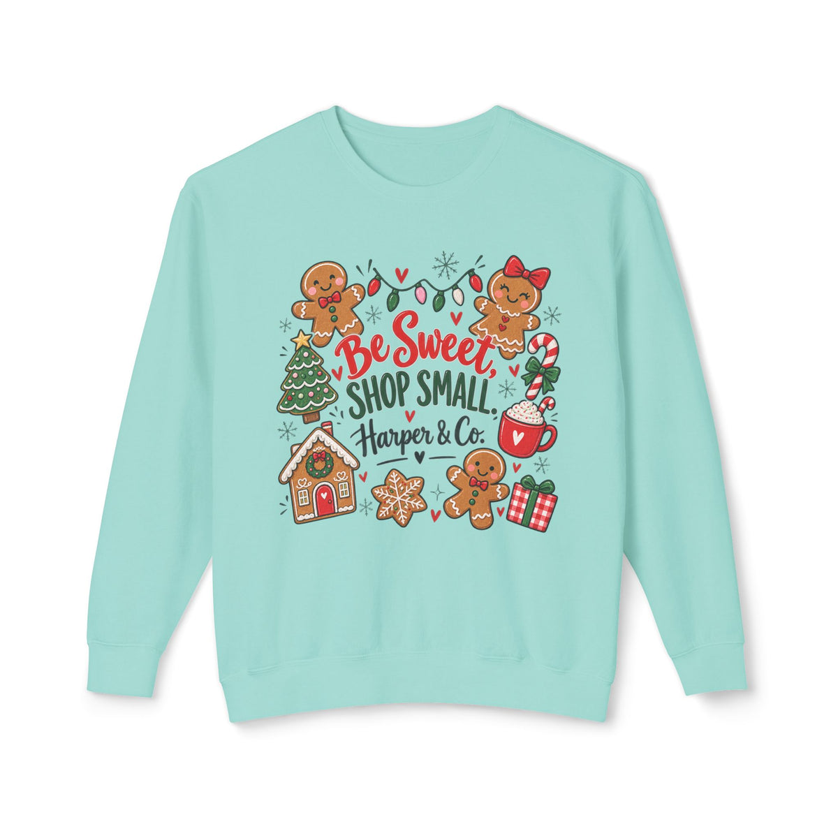 Be Sweet Shop Small Christmas Sweatshirt — Gingerbread Holiday Crewneck