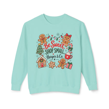 Be Sweet Shop Small Christmas Sweatshirt — Gingerbread Holiday Crewneck