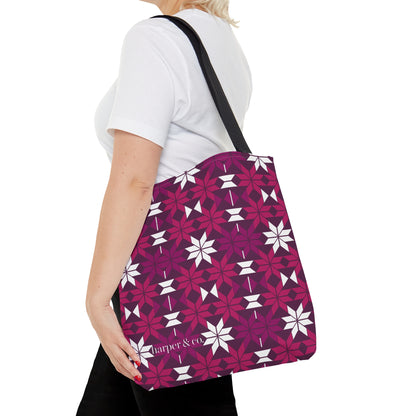 Raspberry Quilt Block Tote Bag (AOP)