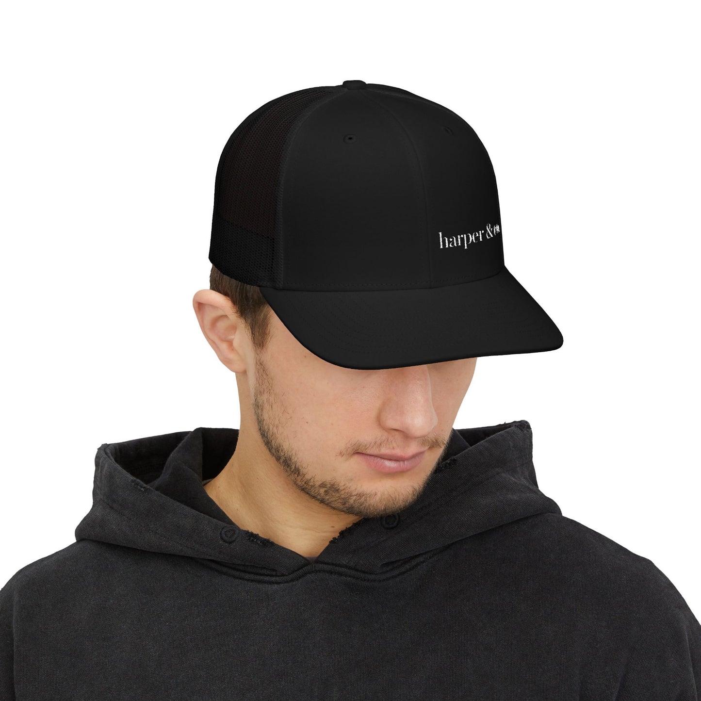 harper & co. Embroidered Trucker Cap — Classic Logo Snapback Hat