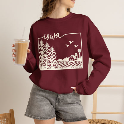 Iowa Farm Scene Crewneck Sweatshirt