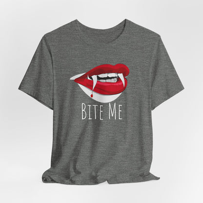 Bite Me Vampire Lips Tee — Red Lip Fang Graphic T-Shirt