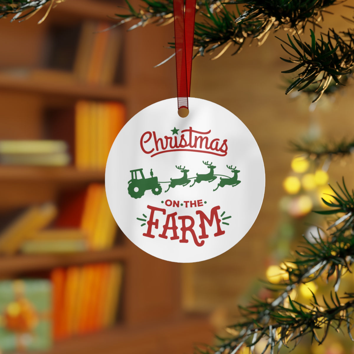 Christmas on the Farm Metal Ornament
