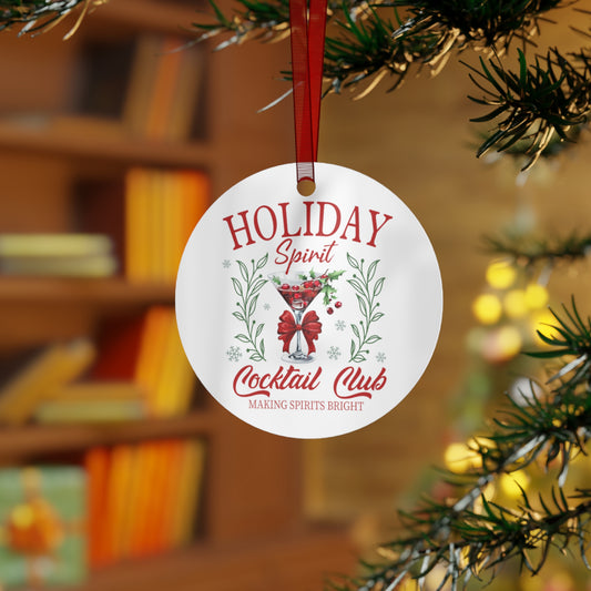 Holiday Cocktail Club Red Metal Christmas Ornament