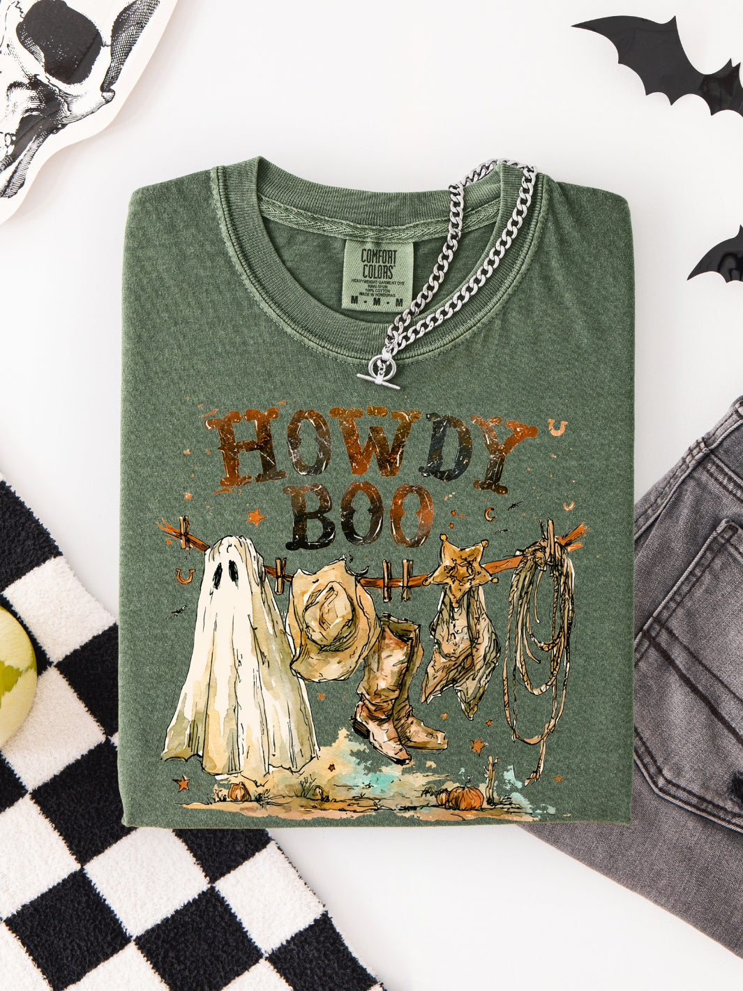 Western Ghost Howdy Boo Comfort Colors Graphic Tee